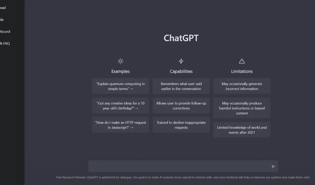 ChatGPT  Interfaz de la aplicación